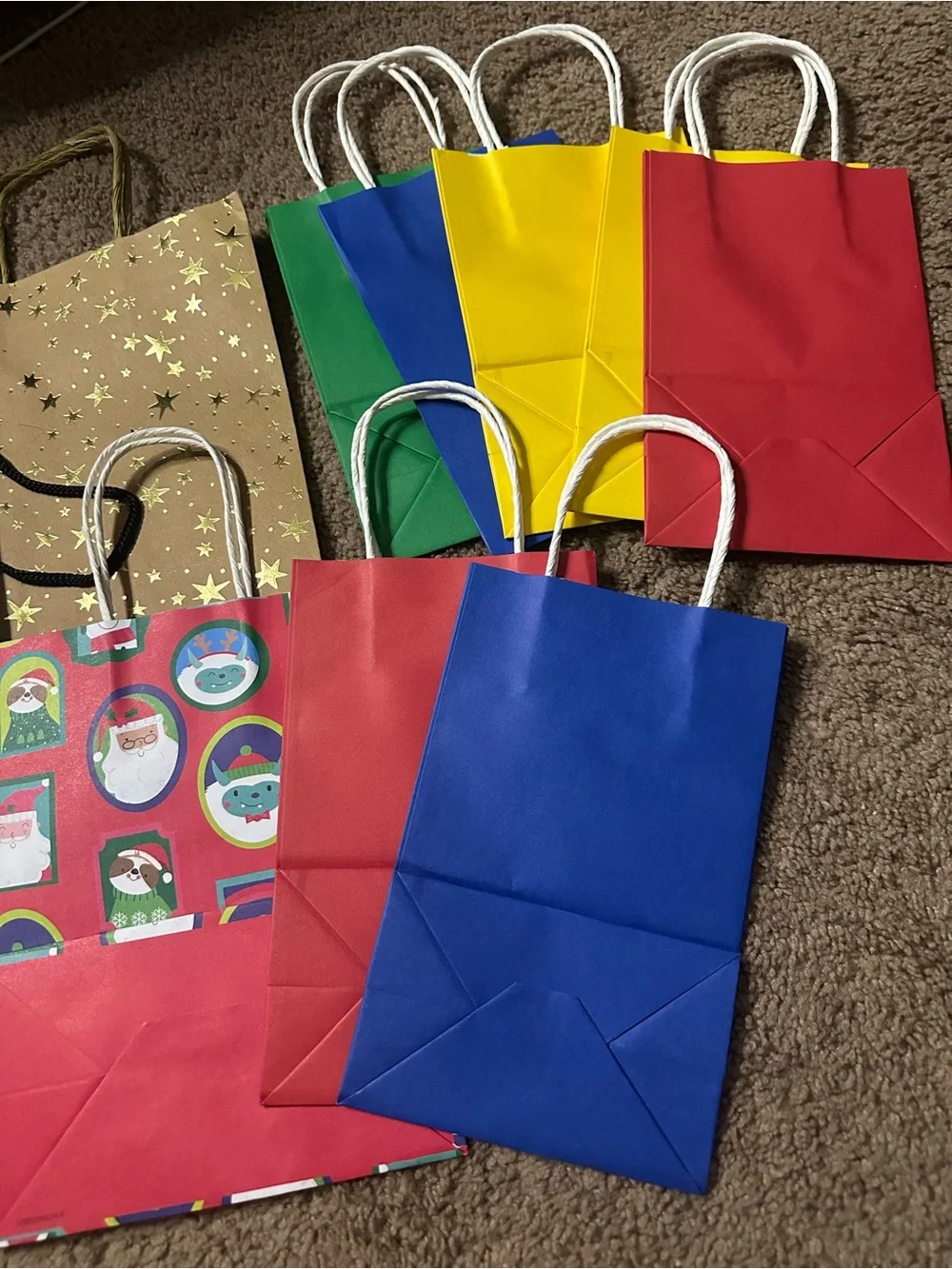 Assorted Holiday Gift Bags – Red, Blue, Green, Gold, Black